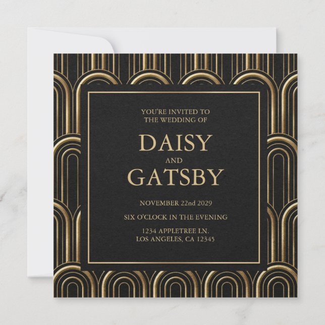 Custom Art Deco Save the Date Invitation (Back)