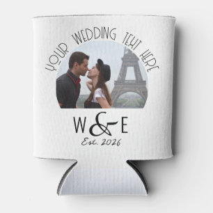 Custom Art Deco Text Can Cooler Wedding Favors