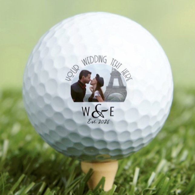 Custom Art Deco Text Golf Ball Wedding Favors (Custom Monogram Photo Art Deco Text Golf Ball Wedding Favors)