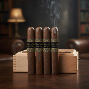 Custom Art Deco Wedding Cigar Wrap with Names Label