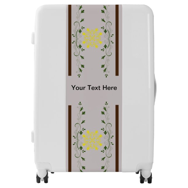 Custom art design Carry On, White, green,yellow Lu Luggage (Front)