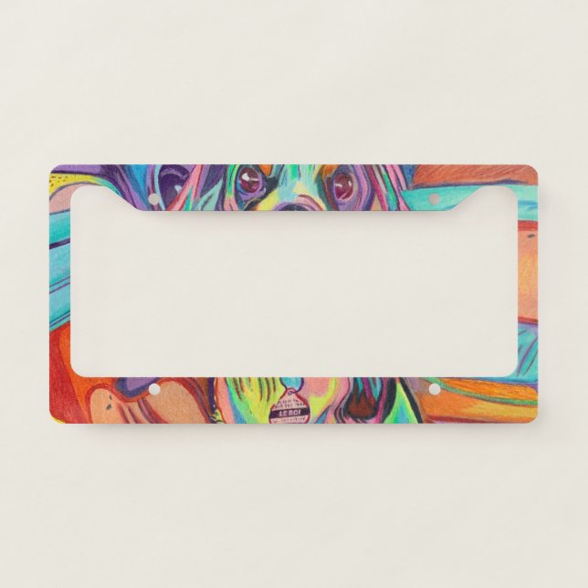 Custom Art King Charles License Plate Frame (Front)