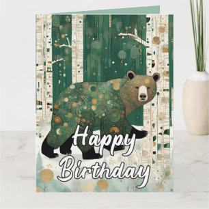 Custom Art Nouveau Bear Birthday Card