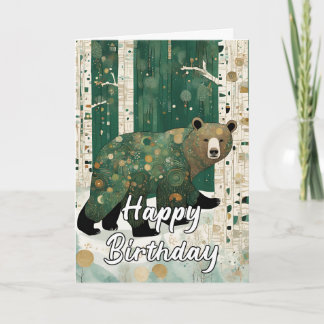 Custom Art Nouveau Bear Birthday Card