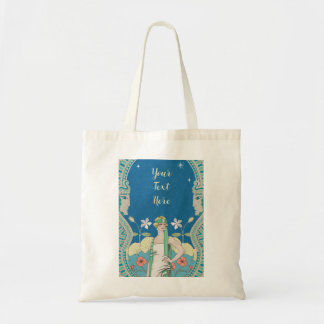 Custom Art Nouveau Vintage Blue Lady Archway Tote Bag