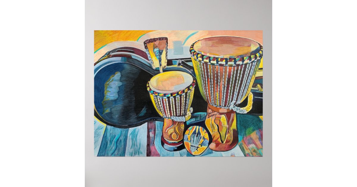 Custom Art With Djembes Poster | Zazzle