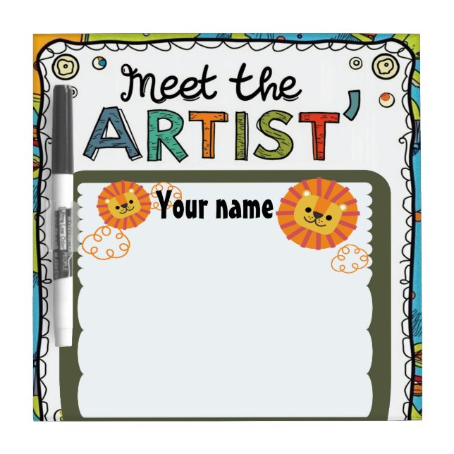 Custom Artist Introduction Back-to-School Sheet Dry Erase Board (Front)