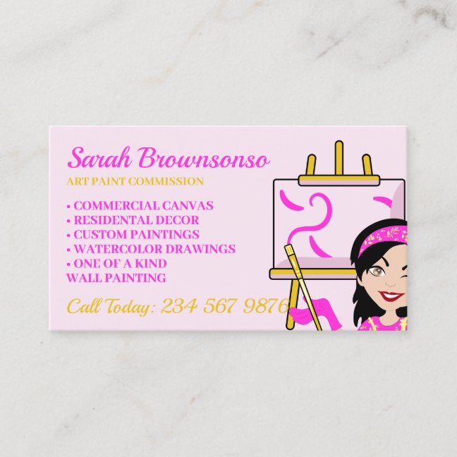 Custom Artist Pink painting Canvas Business Card