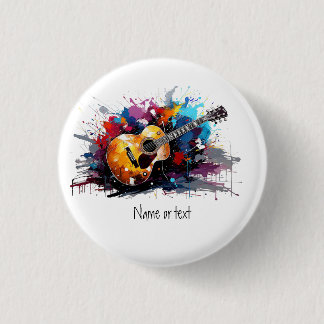 Custom Artistic Abstract Guitar Music Lover's Art Button