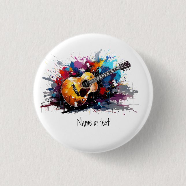 Custom Artistic Abstract Guitar Music Lover's Art  Button (Front)