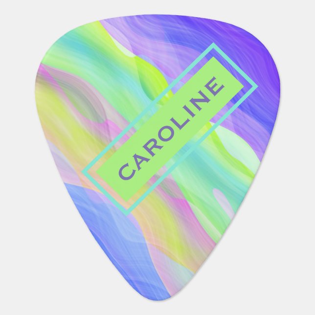 Custom Artistic Abstract Retro Cool Waves Pattern Guitar Pick (Front)