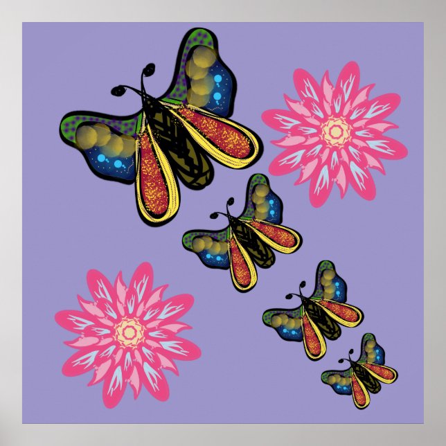 Custom Artistic Butterfly Cascade Poster (Front)