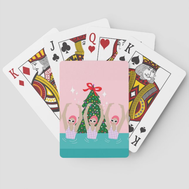 Custom Artistic Swimmers Illustration Swimming  Poker Cards (Back)