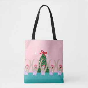 Custom Artistic Swimmers Illustration Swimming  Tote Bag