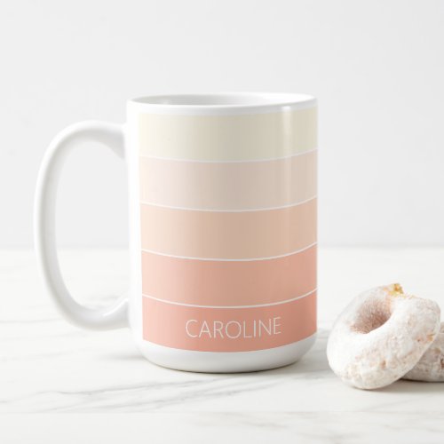 Custom Artsy Pastel Peach Orange Stripes Pattern Coffee Mug
