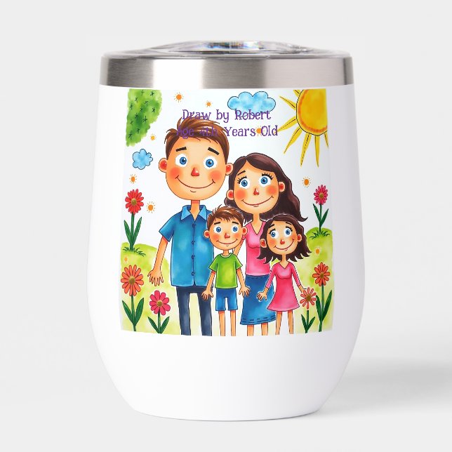Custom Artwork child kids  Thermal Wine Tumbler (Front)