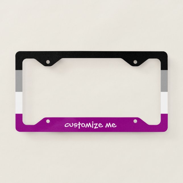 Custom Asexual Pride Flag License Plate Frame (Front)