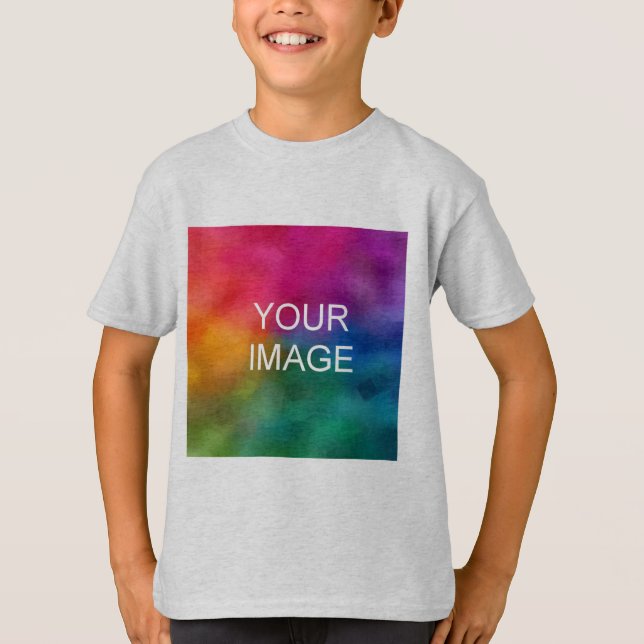Custom Ash Template Add Photo Text Kids Boys Basic T-Shirt (Front)