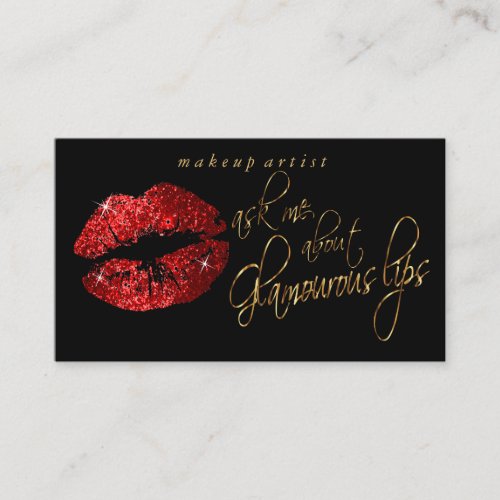 Custom _ Ask Me About My Glamorous Red Lips Business Card