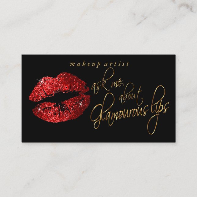 Custom - Ask Me About My Glamorous Red Lips Business Card (Front)