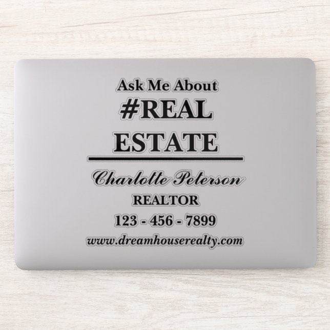 Custom Ask Me About Real Estate Laptop Sticker (Computer)