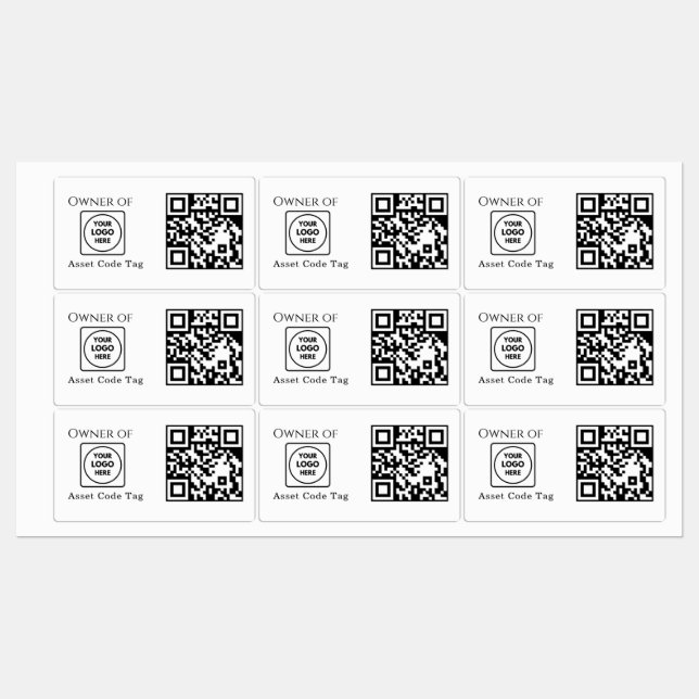Custom Asset QR | Company Property Business Logo Labels (Sheet)