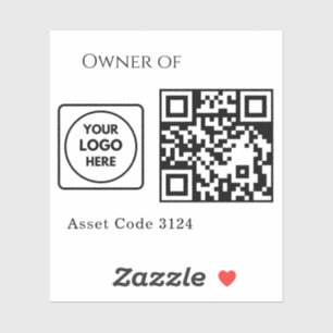 Custom Asset QR   Company Property Business Logo Sticker