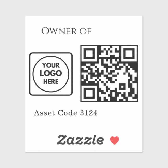 Custom Asset QR | Company Property Business Logo Sticker (Sheet)