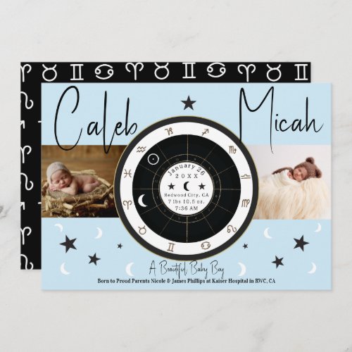 Custom Astrology Sun Moon Sign Birth Announcement