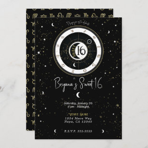 Custom Astrology Sun & Moon Sign Sweet 16 Invitation