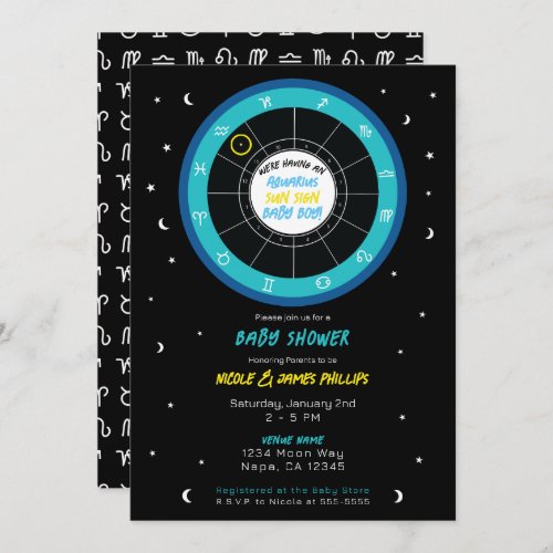 Custom Astrology Sun Sign Zodiac Baby Shower Invitation