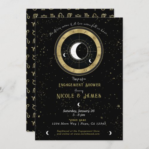 Custom Astrology Zodiac Moon Sign Engagement    Invitation