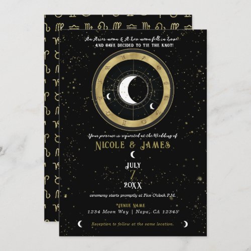 Custom Astrology Zodiac Moon Sign Wedding Invitation
