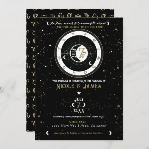 Custom Astrology Zodiac Moon Sign Wedding   Invitation