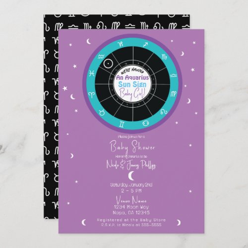 Custom Astrology Zodiac Sun Sign Baby Shower   Invitation