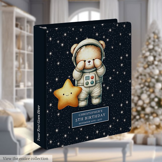 Custom Astronaut Teddy Bear Baby Boy Shower Memory 3 Ring Binder (Custom Astronaut Teddy Bear Baby Boy Shower Memory 3 ring binder)