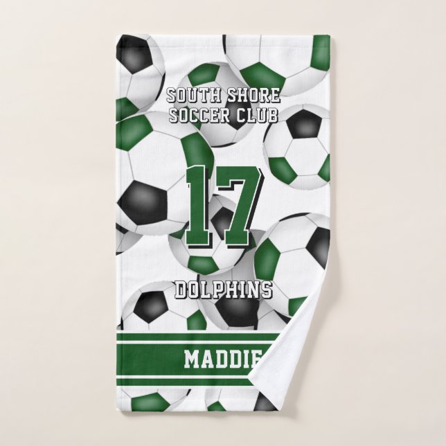 Custom athlete and team name green hand towel  (Hand Towel)