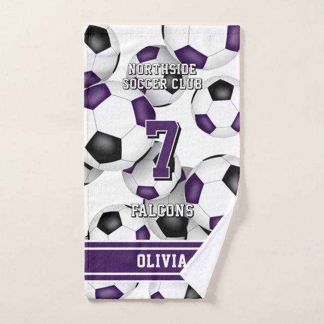 Custom athlete and team name purple hand towel  (Hand Towel)