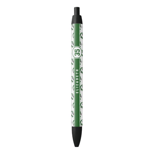 custom athlete name green gray volleyballs pen (Front Vertical)