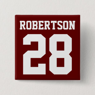 Custom Athlete Player Number & Name Square Pin