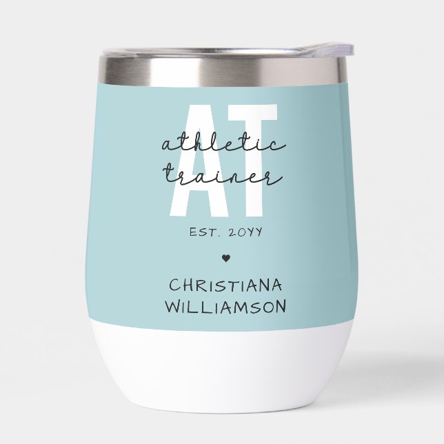 Custom Athletic Trainer AT athletic training Thermal Wine Tumbler (Left)