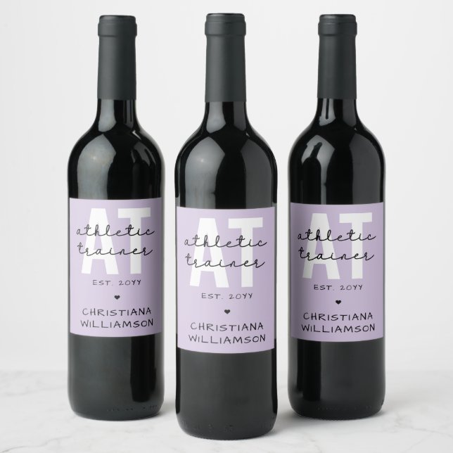Custom Athletic Trainer AT athletic training Wine Label (Bottles)