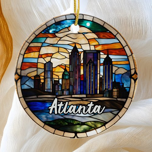 Custom Atlanta Skyline  Ceramic Ornament