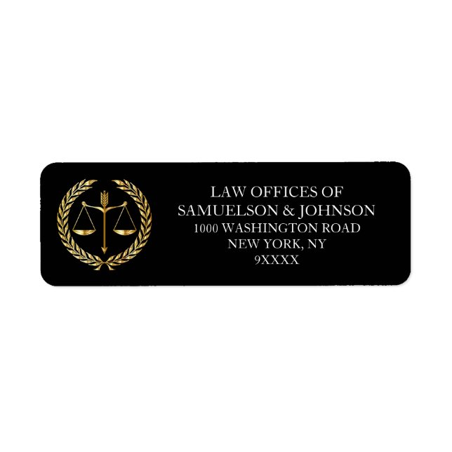 Custom Attorney Lawyer Scale of Justice Black Gold Label (Front)