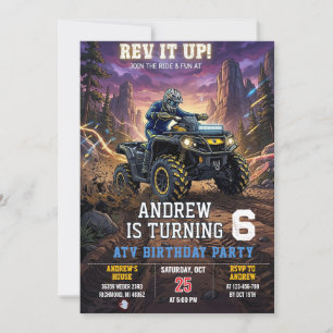 Custom ATV Birthday Party for boy Invitation