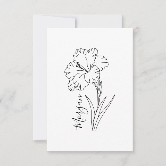 Custom August Gladiolus Birth Flower Gift for Birt Thank You Card (Front)
