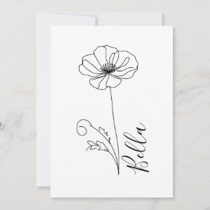 Custom August Poppy Birth Flower Gift for Birthday Invitation