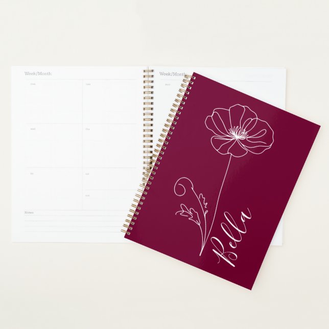 Custom August Poppy Birth Flower Gift for Birthday Planner (Display)