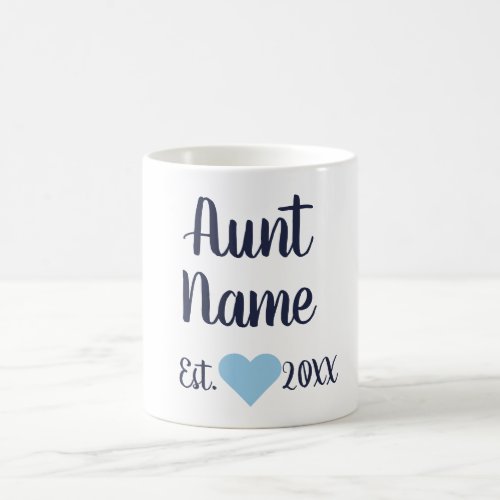 Custom Aunt Established Navy  Baby Blue Mug