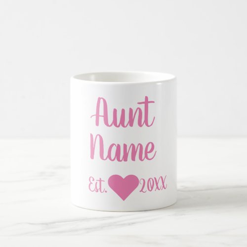 Custom Aunt Established Pink Mug